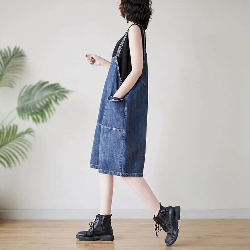 Kombinezony dżinsowe dla kobiet topy Vintage luźne spodenki z szerokimi nogawkami ponadgabarytowe pajacyki Casual Playsuits stroje jednoczęściowe odzież damska