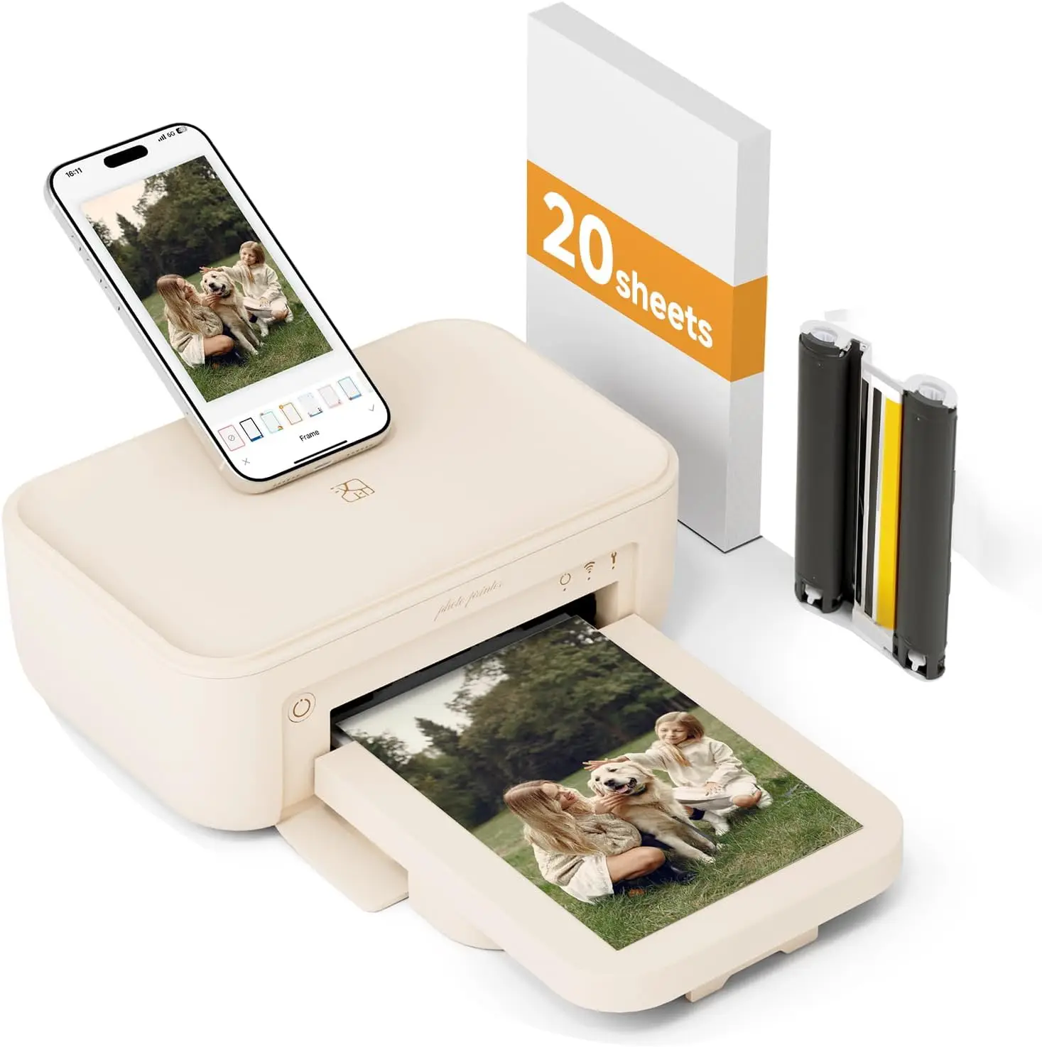 

4x6" Wi-Fi Photo Printer for iPhone Android Smartphone, Thermal Dye-Sublimation Home Use with 20 Sheets Paper & Cartridge