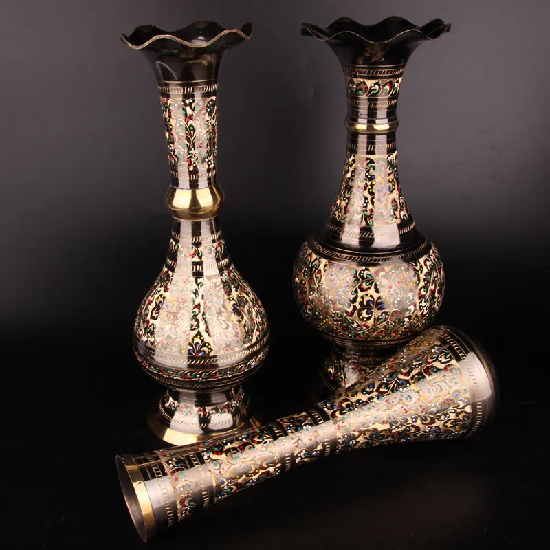 Imported copper ware, pure copper hand-carved vases, brass vases for home decoration