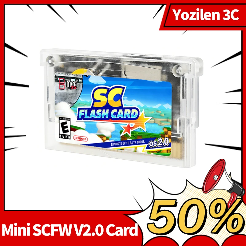 Mini SCFW V2.0 Flash Cartridge for GBA SP GBM NDS NDSL GBA GBC GB Retro Gaming Console Accessories Optional 8GB TF Card