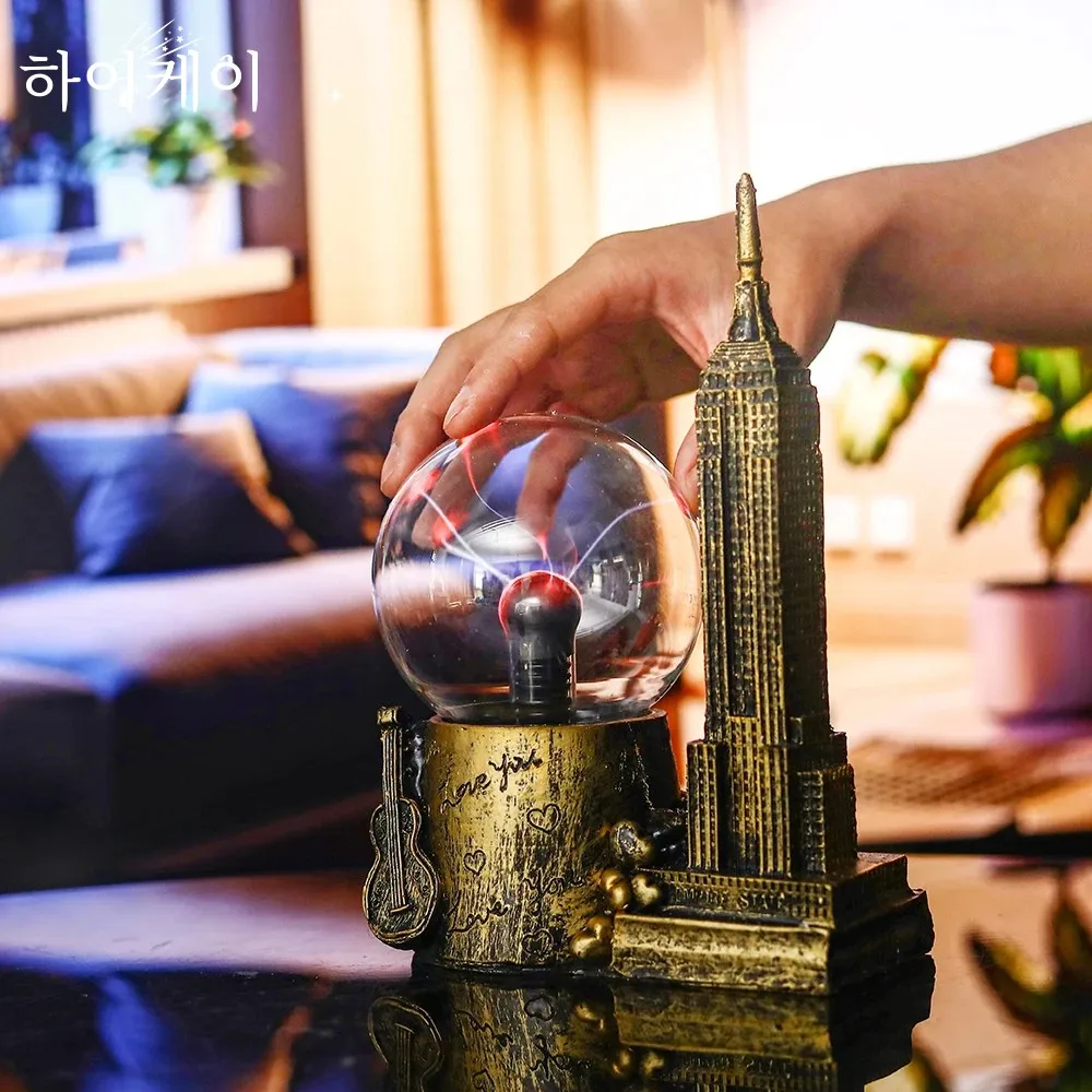 Empire State Building Crystal Plasma Light 4 Inch Glass Ball Touch Sensing Science Enlightenment Cool Interior Table Decoration