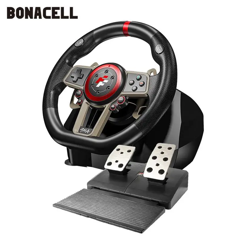 

Top 900° Gaming Steering Wheel Pedal Vibration Racing Steering Wheel Game Controller for Xbox One for PC for PS3 PS4 for