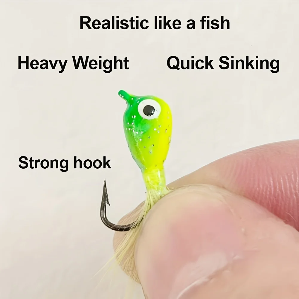 5 Stück Leuchtende Eisfischerköder für Zander und Barsch, UV-beständige Jigköpfe, Eisfischerzubehör für Crappie, Barsch, Panfisch und Hecht – Detail 3