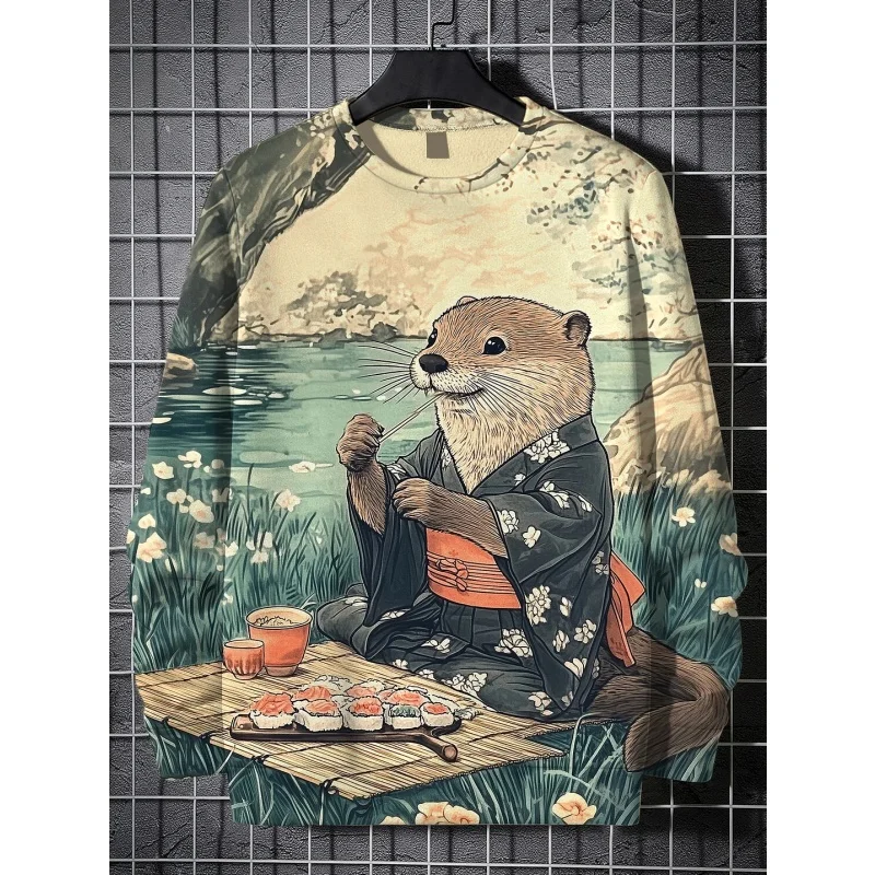 3D Animal Pattern Element Men's Clothing O-neck Comfortable Breathable Trend Clothing Retro Styl Formal Wear S-2XL Large Size