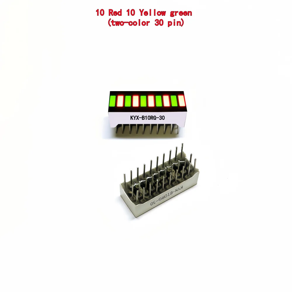 10pcs Multi-Color LED Display Bargraph Light 10 Segments Red Blue Yellow White Green Single Color Battery Level Bar Graph DIY
