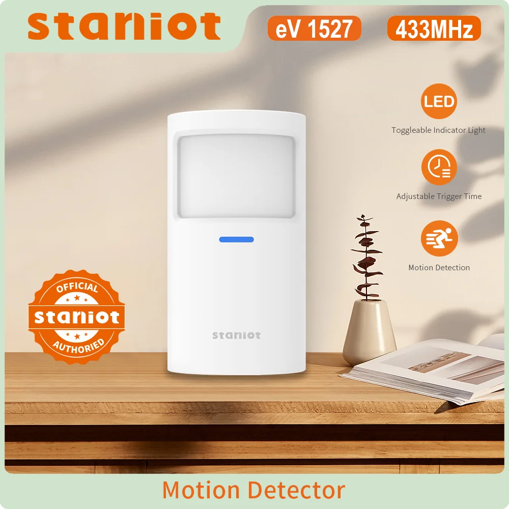 

Staniot Motion Sensor Smart Home PIR Motion Detector Security Protection Toggleable Indicator Light Works with Alarm System