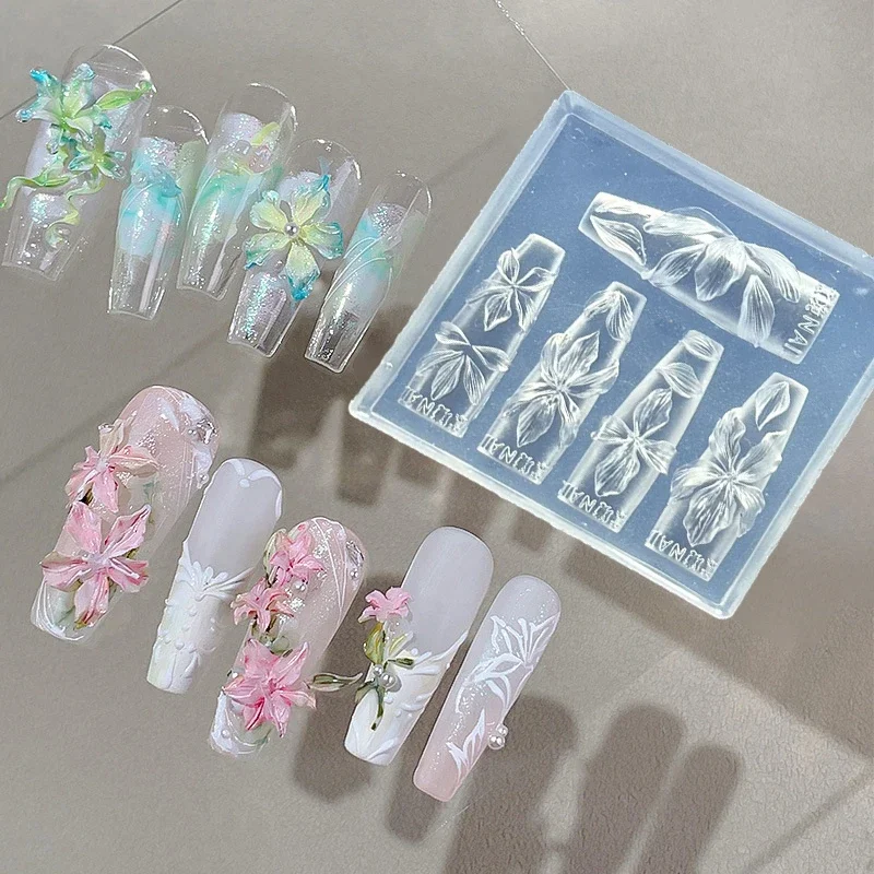 Stampo per unghie con fiori 3D Strumenti per unghie in silicone fai-da-te Hawaii Ibisco Fiore Petalo Design per unghie Stampi in silicone Modello per intaglio di nail art