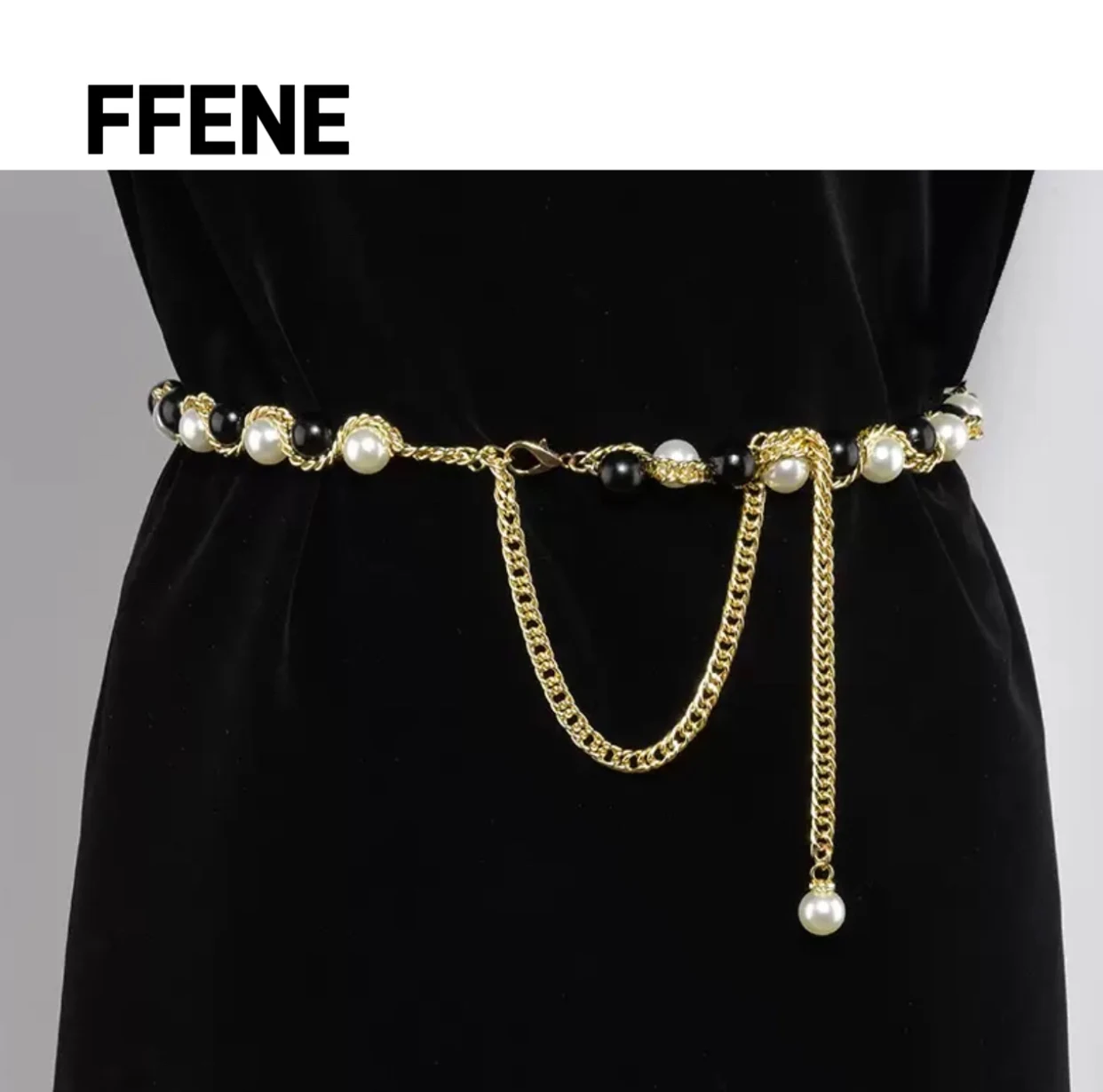 

Sweet temperament lady pearl metal waist chain fine style luxurious high-end feeling dress shirt belt lady beads high-end feelin