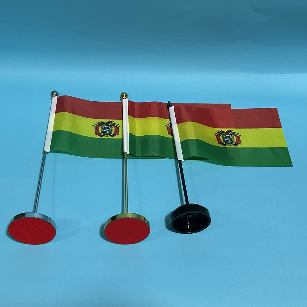 (SKY FLAG) Office Desk Flag Of Bolivia Flag 14x21cm Polyester Bolivia National Banner Desk Ornaments Flags for Table Decoration