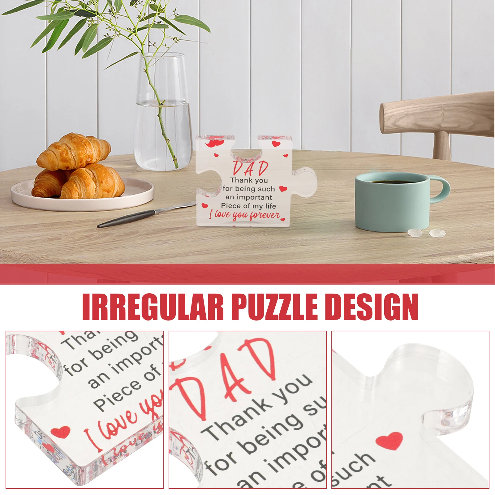 

Creative 3D Acrylic Puzzle Decoration Transparent Desk Ornament Appreciation Gift for Home Office Party DIY Decor Clear Tabletop