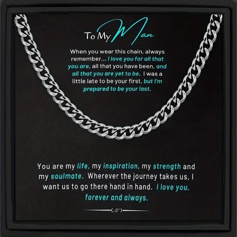 Promise Necklace for Men - Cuban Link Chain for Boyfriend Or Husband - Perfect Valentine's Day, Birthday, Or Anniversary Gift