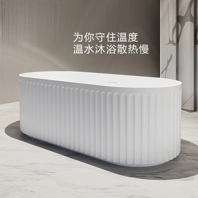 Acrylic bathtub household small apartment vertical stripe hotel engineering bathtub
