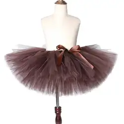 Coffee Girl Tutu Skirt Ball Gown Solid Brown Customized Tulle Skirts for Kids Children Christmas Halloween Dance Tutus Costumes
