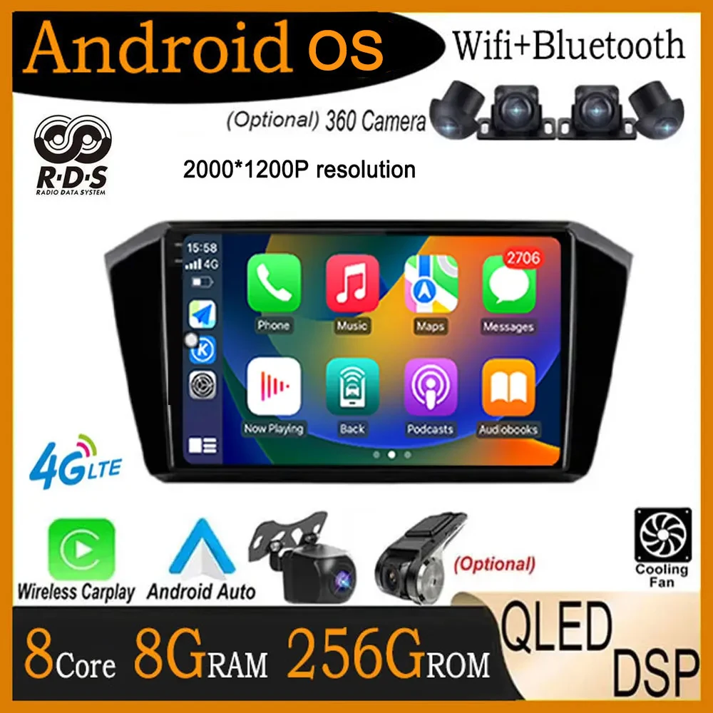 

9 lnch Android 14 For Volkswagen VW Magotan Passat B8 2015-2021 DSP IPS Car Multimedia Player Video GPS Navigation Carplay 4G