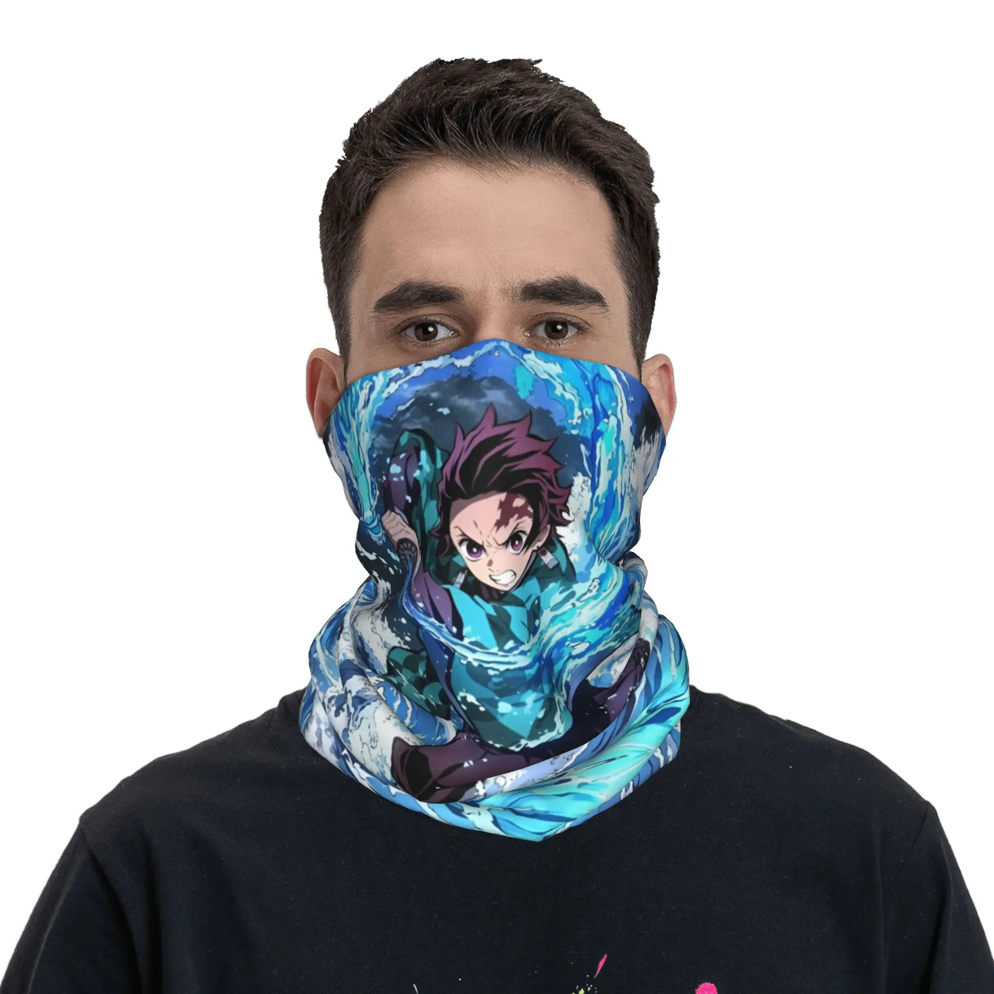 

D-Demons Slayers Bandana Neck Warmer Women Men Winter Ski Scarf Gaiter Japanese Hot-blooded Anime Classic Characters Face Cover