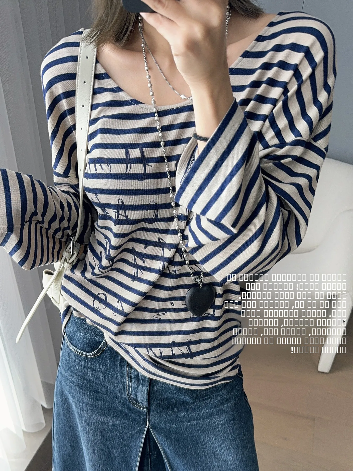 

Meiyang Silk Wool Long Sve Striped irt Letter Friday Lobone Women's Loose Fit Knitted Sweater Commute Sle Regular Le...