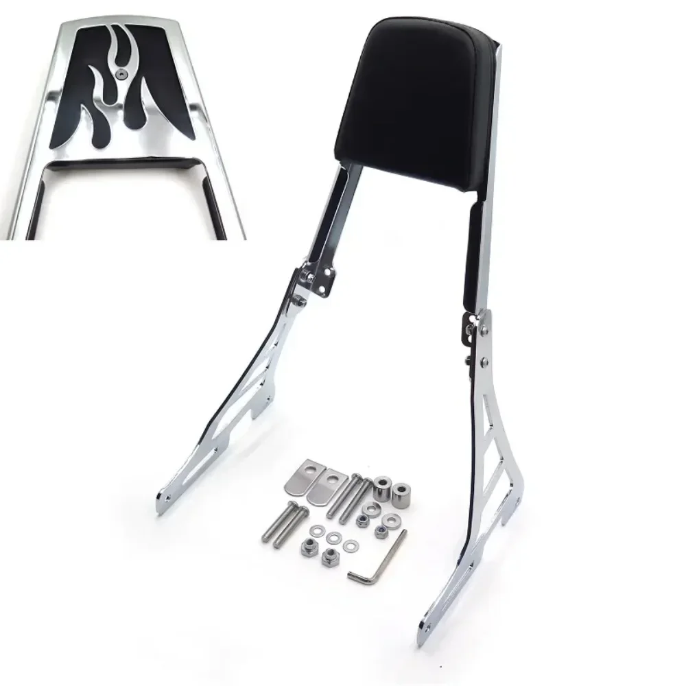 Motorcycle Flame Backrest Sissy Bar with Leather Pad for Harley 2004&up Sportster 883 1200