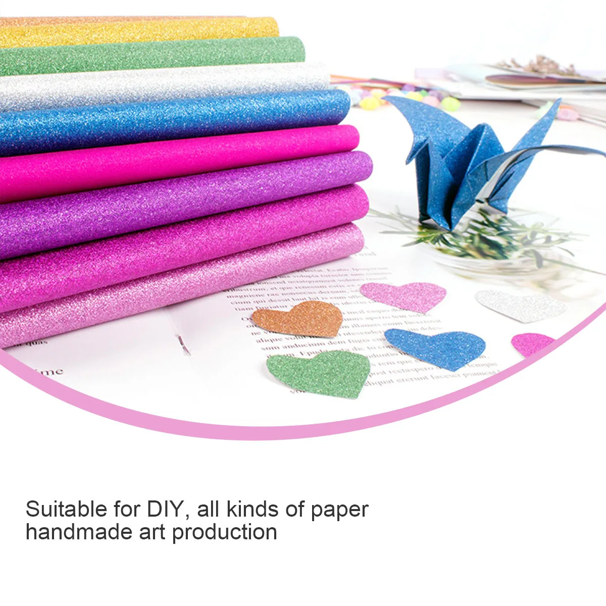

100Pcs Glitter Paper Eco-Friendly Colorful Sheets Smooth Elegant for DIY Handmade Paper Material Creative Cards