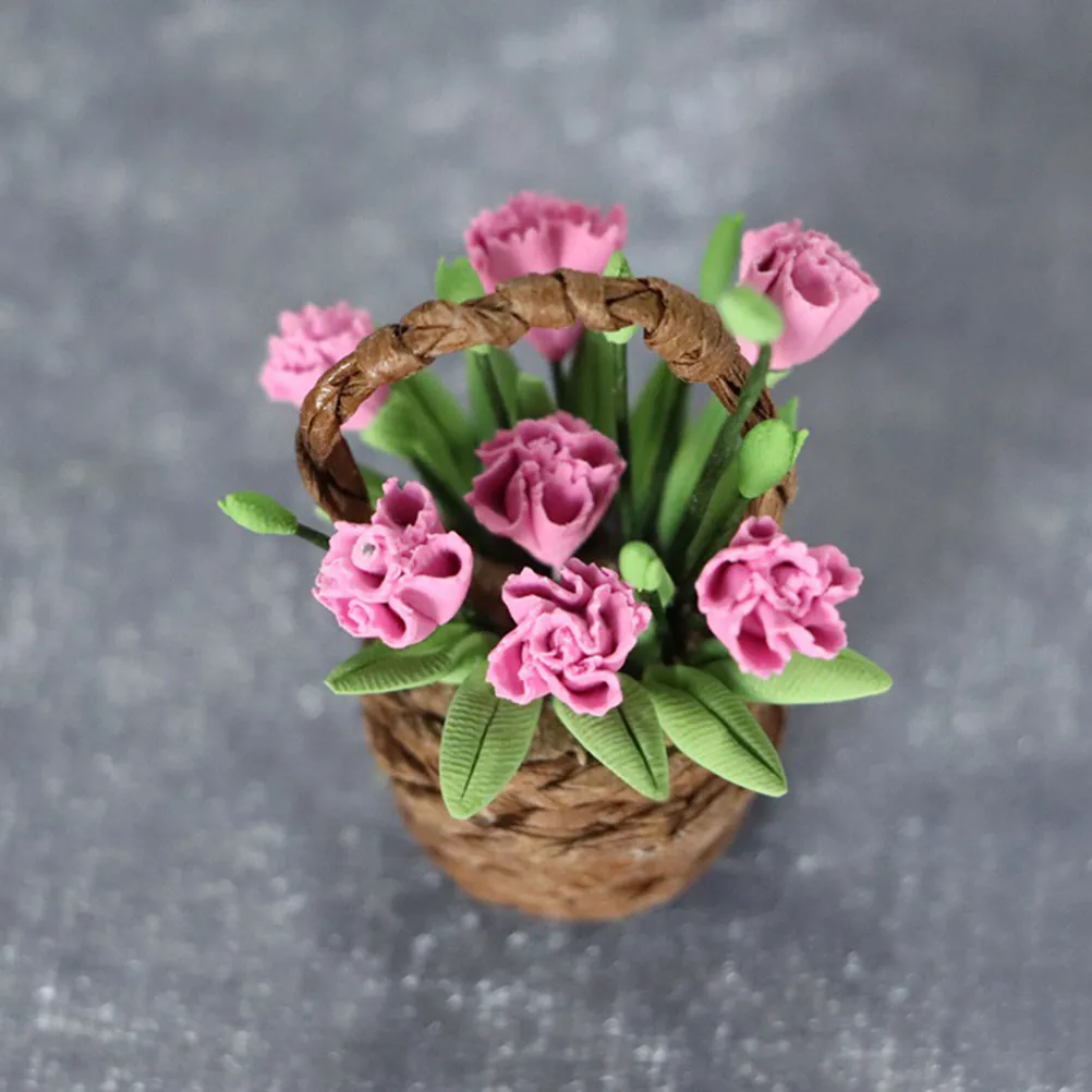 

1Pcs Mini Flower Basket Decor for Mini House Garden Decoration Miniature Craft DIY Outdoor Scene Decor Smooth Surface Realistic