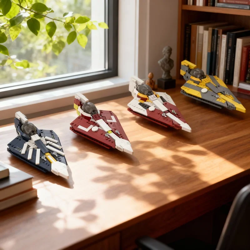 1353pcs MOC Star Battle SW Jed Delta 7 Starfighters 4 Colours Model Building Festival Gift Blocks Toy Construction