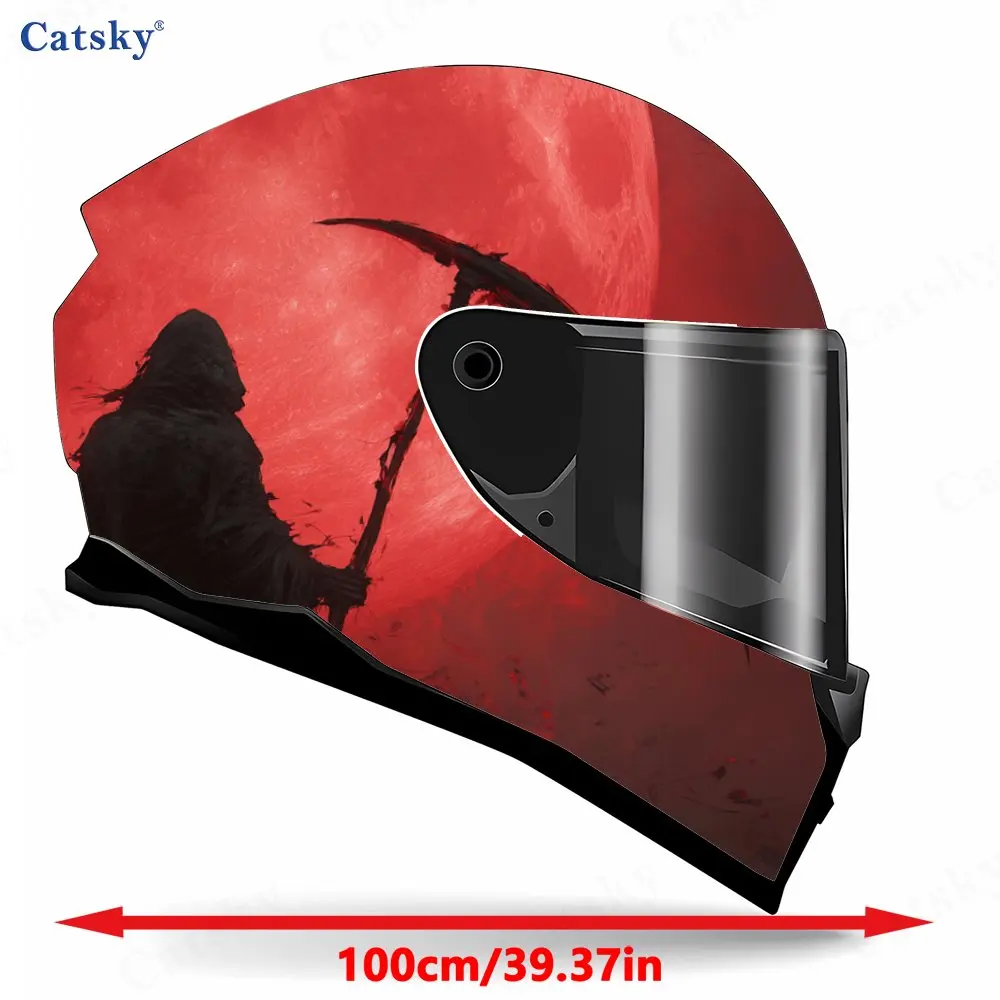 Blood-moon Reaper Pattern Helmet stickers , PVC Material Multifunctional Helmet Stickers, Scratch-Resistant & Fade-Proof, Easy t