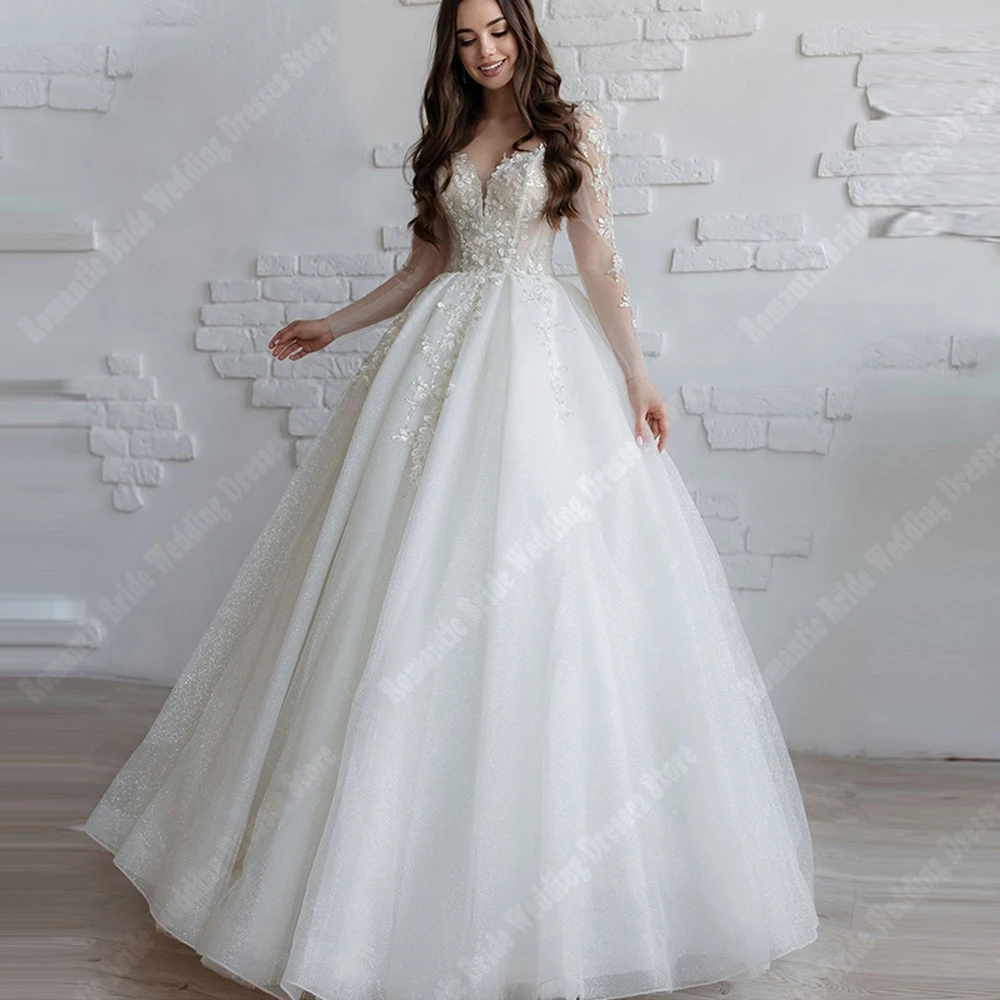 Lace Flower Printing Women Wedding Dresses Sweetheart Collar Lace Appliques Wedding Gowns Customized Banquet Vestidos De Novias