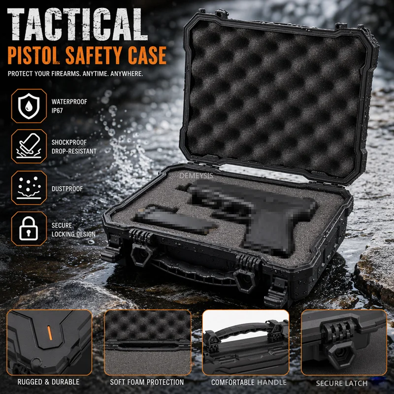 Tactical Pistol Safety Case with Foam Padded Airsoft Handgun Case Box Waterproof Protective Hunting Gun Accessories Camera Case
