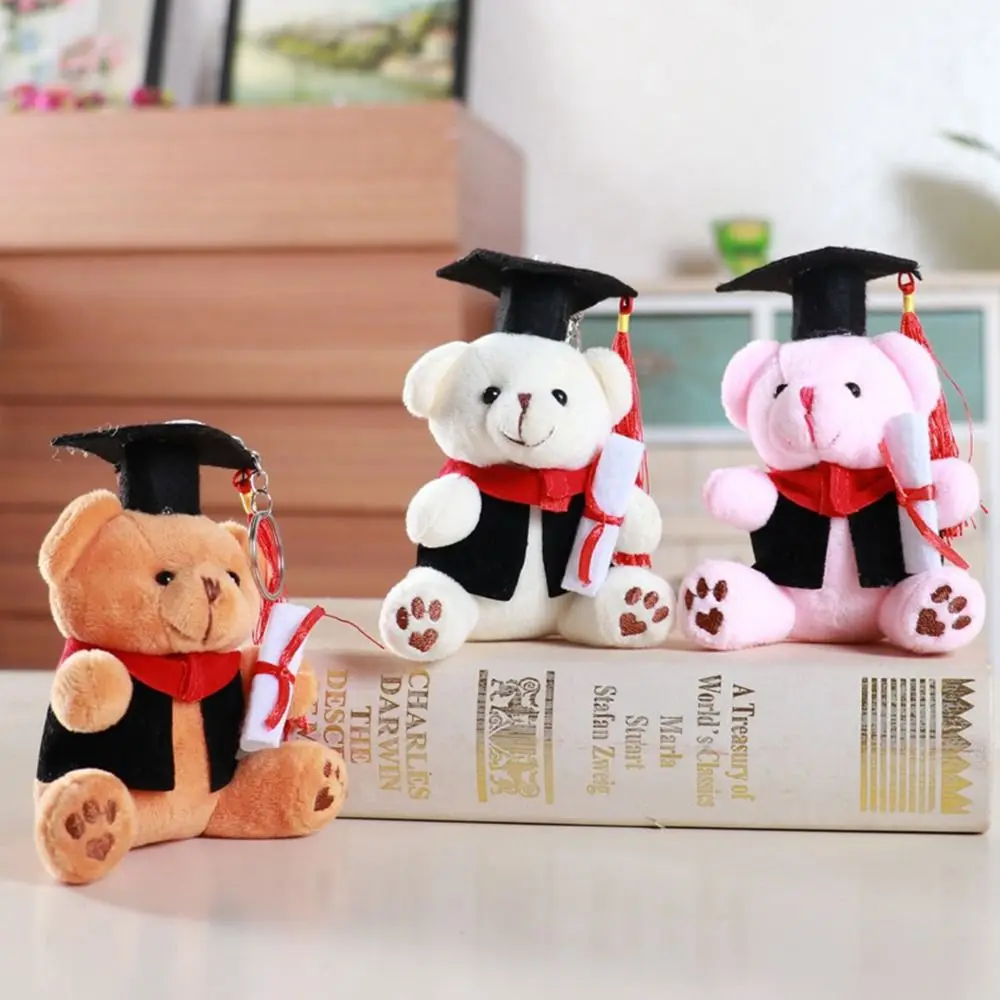 12cm Creative Glasses Bear Doctor Bear Cute DIY Bag Hanging Pendants Cartoon Flowers Accessorie Graduation Bear Graduation
