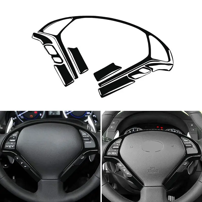 Piano Black 9pcs Car Soft PVC Plastic Interior Steering Wheel Cover Trim For Infiniti Q60 Q40 G37 EX35 EX37 G35 QX50 IPL G Coupe