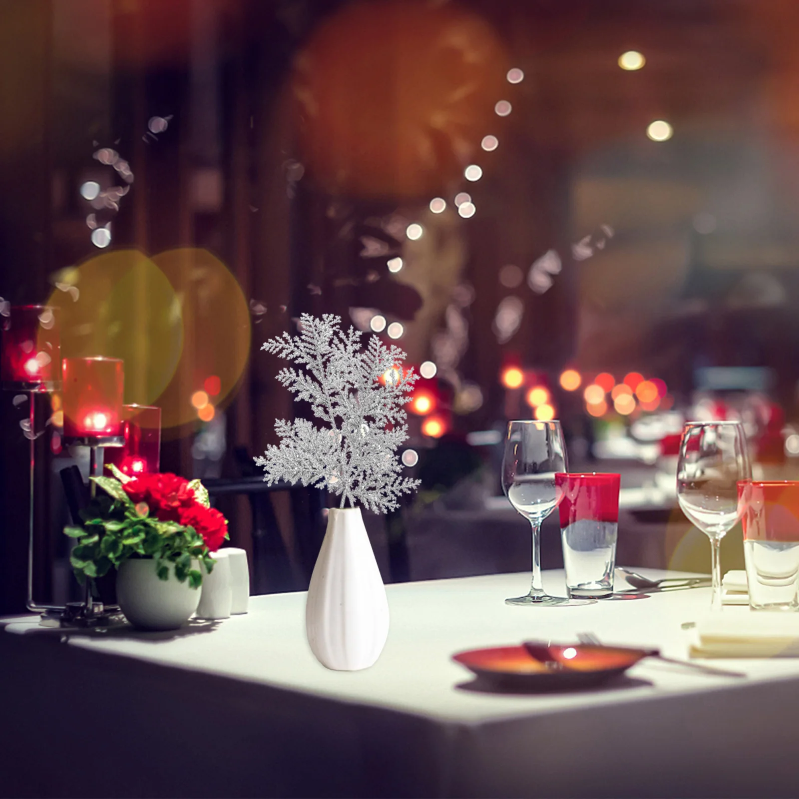 

10pcs Artificial For Christmas Wreath Diy Party Supplies Xmas Leaves Ornament Festive Decor Simulation Leaves Party Prop