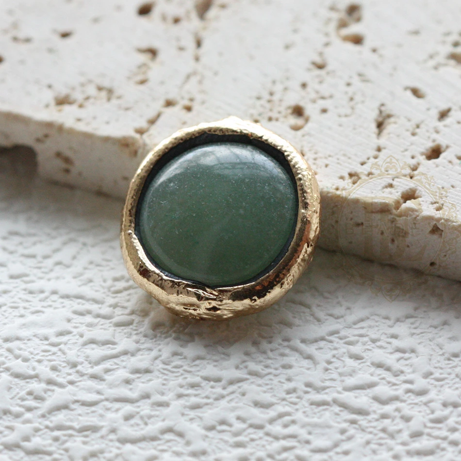 DIY Supply-One Piece Semi Precious Stone - Plated Framed Stone Spacer Beads - Coin 17mm (G467)