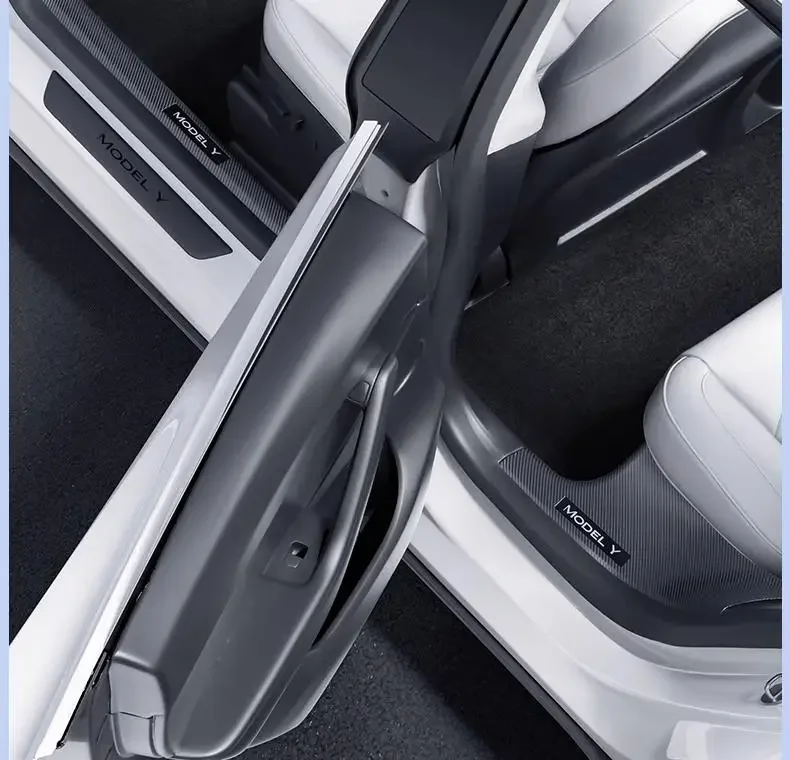 OEM Türschwellen schutz Scuff Plate Cover für Tesla Modell y 2012-2018-2021 fit, Anti-Kick-Pads für Tesla y Tür schwelle – Detail 8