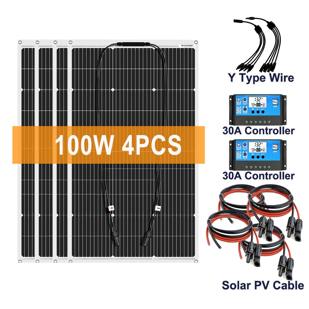 Imagem -05 - Painel Solar Semi-flexível Monocristalino Dobrável Módulo Carregador 100 w 200w 300w 400w 24v 12v 18v