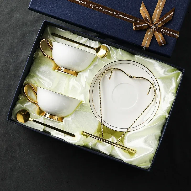 DSA-- ceramic gold-trimmed coffee cup - premium afternoon tea set