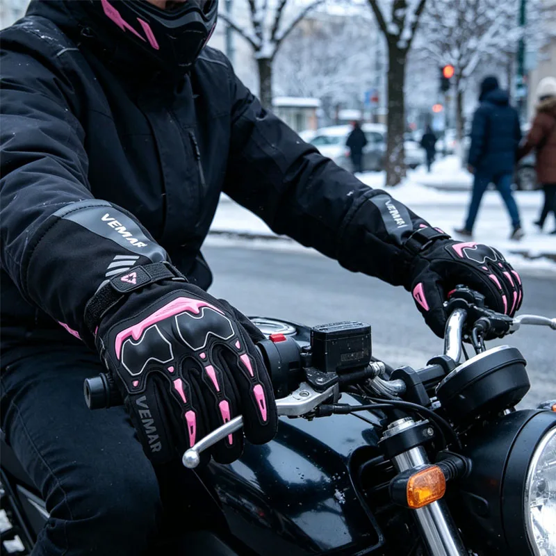 High-quality VEMAR Thermal Winter Moto Gloves Waterproof Wind Resistant Anti-slip Palm Protective Motorbike Riding Glove