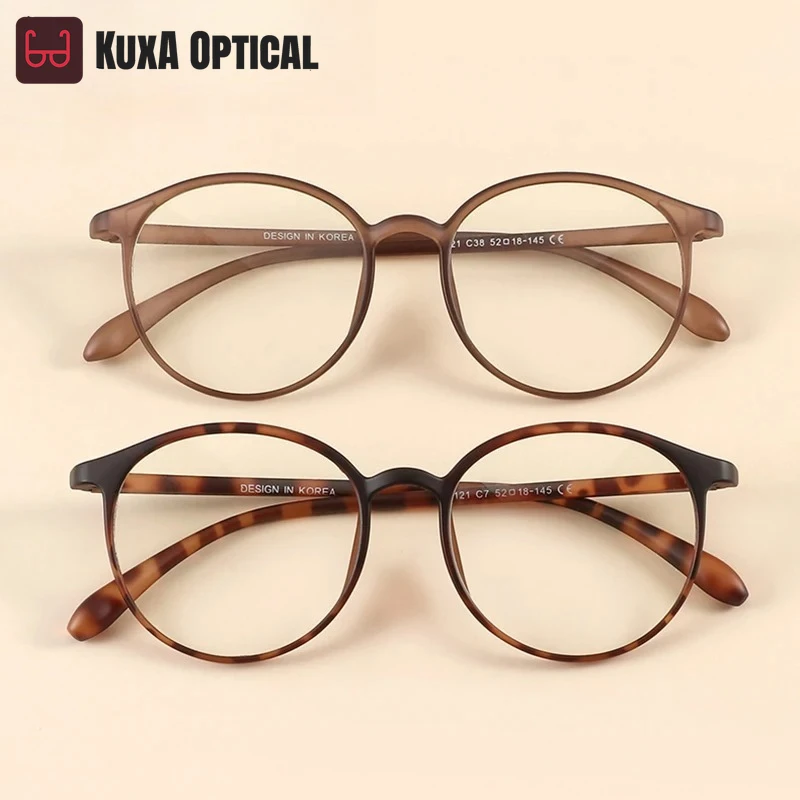 

KUXA TR90 Round Eyeglasses Woman Girl Optical Eyewear Anti-blue Light Myopia Prescription Glasses Frame Ultralight 7g Weight
