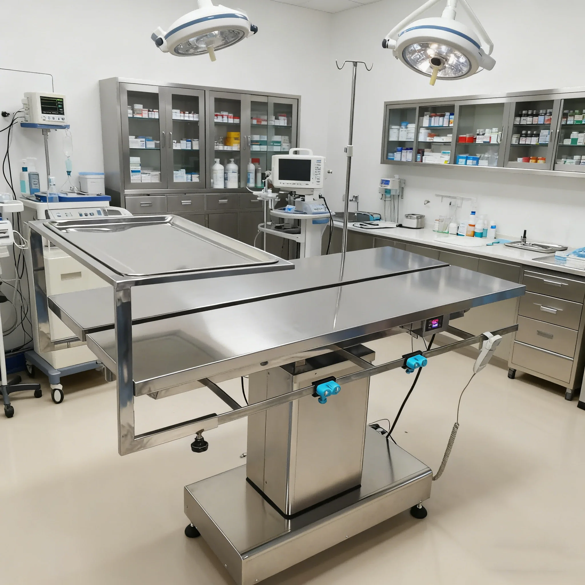 Column V-shaped Operating Table, Electric Stainless Steel Veterinary Surgical Instruments for Animal Hospitals