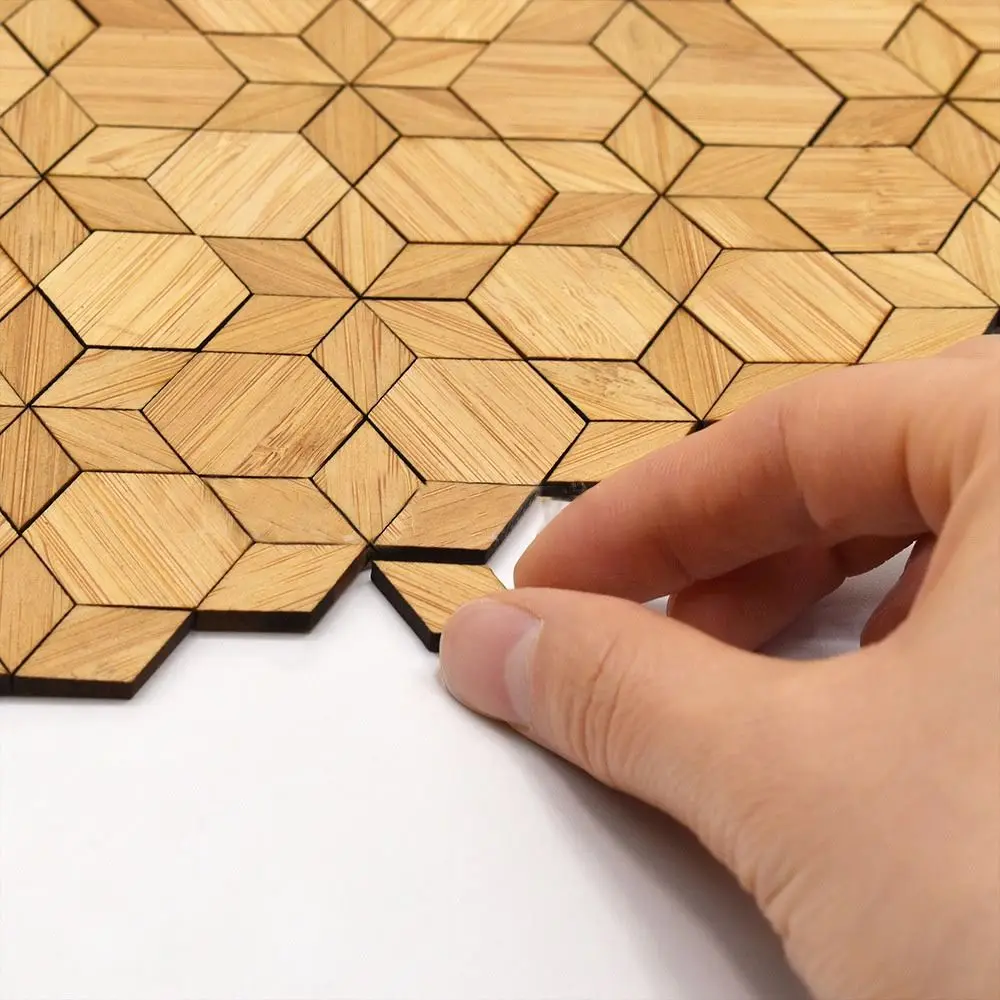 24/48PCS 1/12 Scale Dollhouse Floor Tiles DIY Rectangular Hexagonal Diamond Wood Grain Floor Scene Model Bamboo