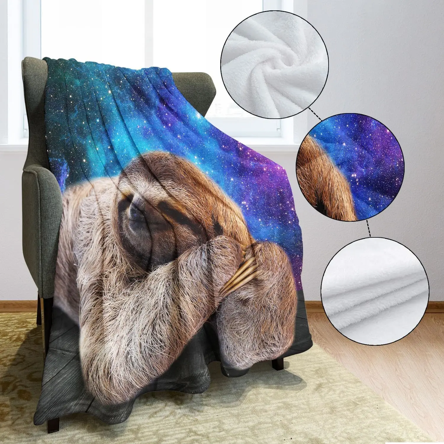 Soft and fluffy flannel blanket throw blue nebula slot gift blanket