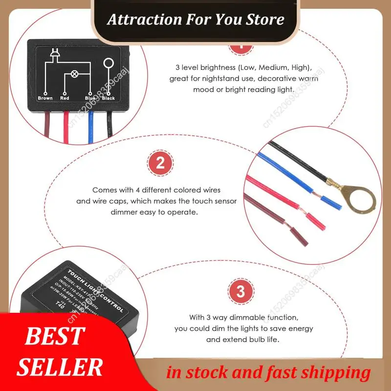 Hot Selling Touch Lamp Switch 2 Pack,Touch Lamp Control Module For Dimmable LED,Bulbs,Lamp Switch Replacement Kit With Wiring Ca