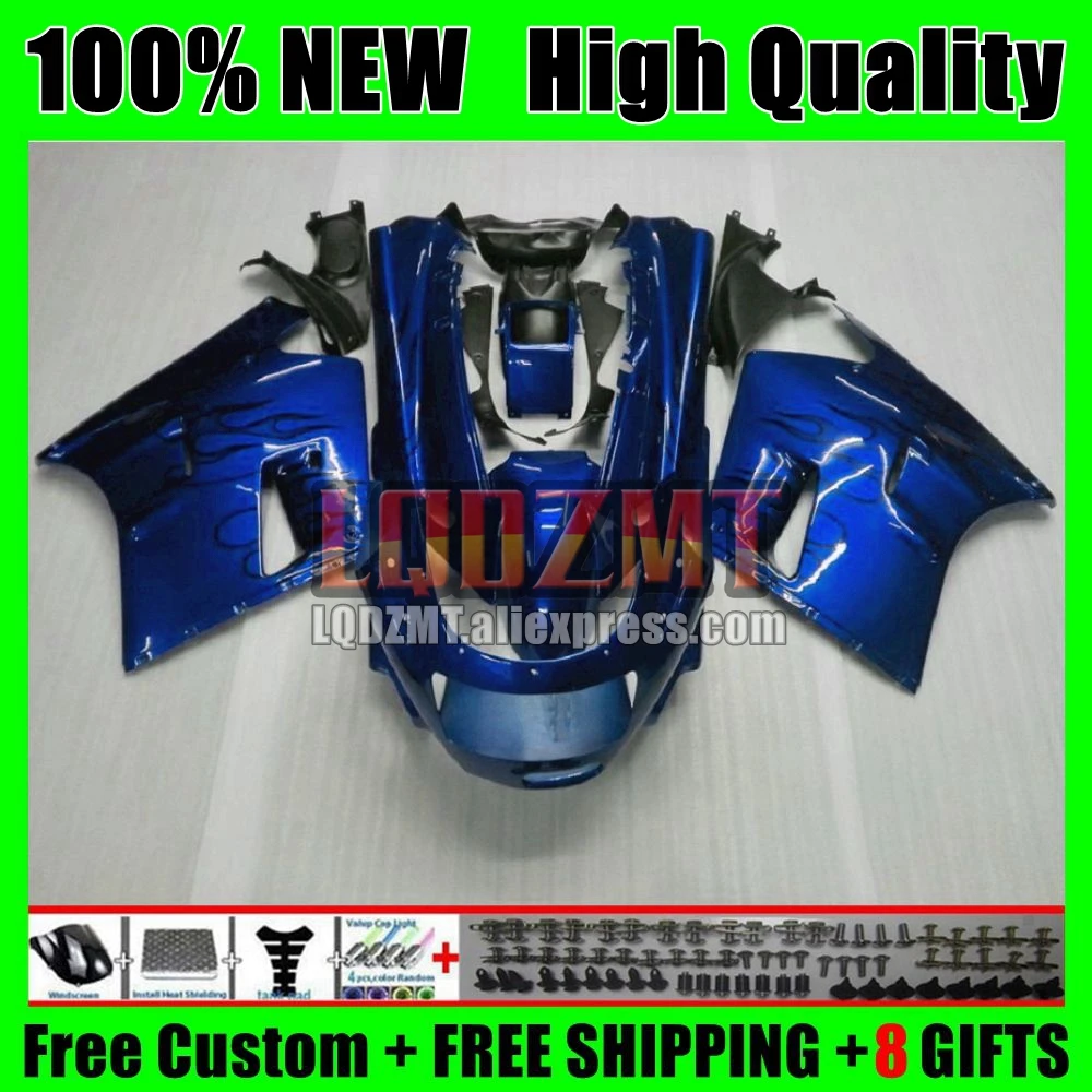 ZZR1100 For KAWASAKI NINJA ZX-11R ZX11R 1993 1994 1995 1996 Blue&flames 1997 66No.114 ZX11 ZZR 1100 ZX 11R 98 99 00 01 Fairings