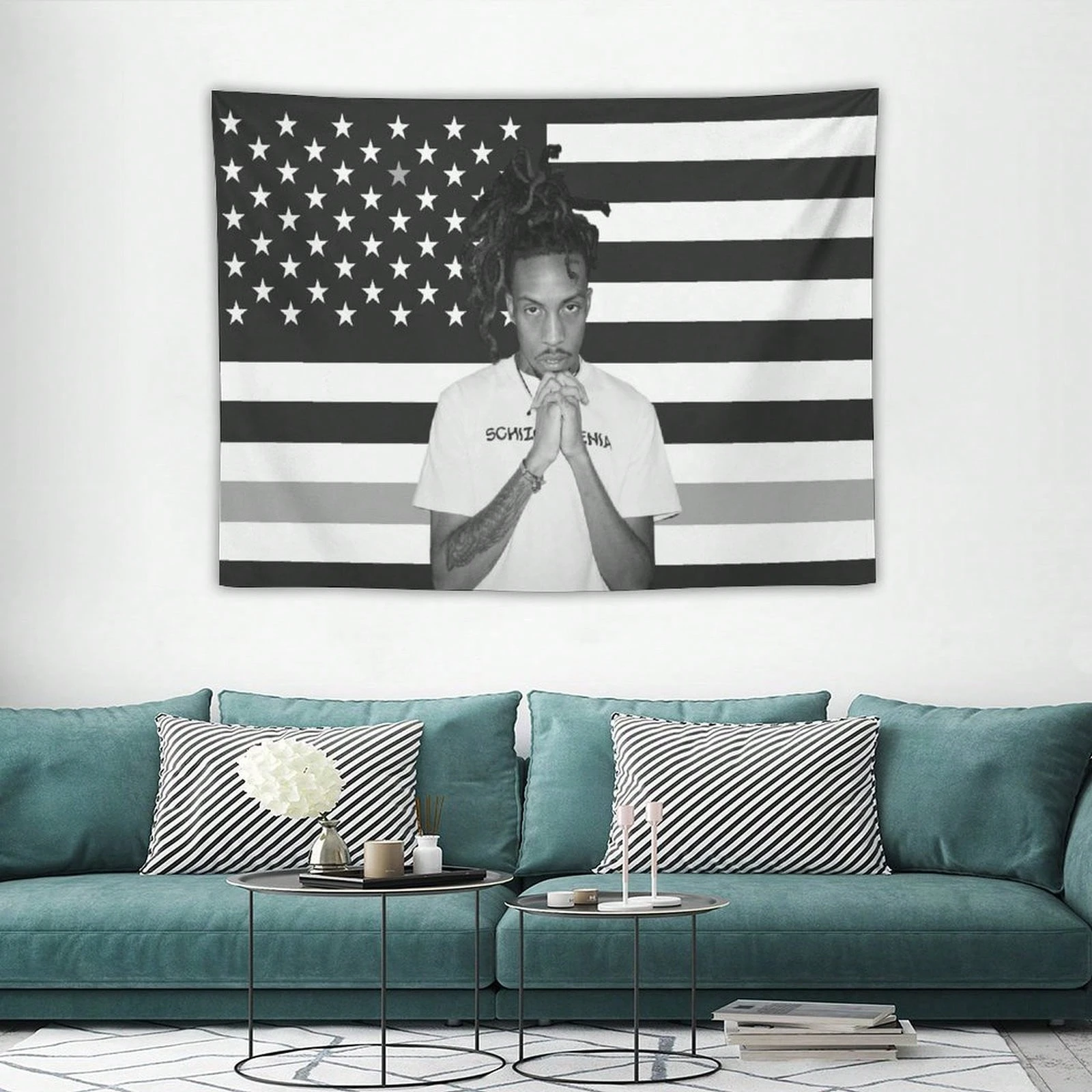 1pc Rap Singer Chris Travis Music Tapestry, American Flag Perfect Fans Decoration Suitable For University Dormitories, Bedrooms