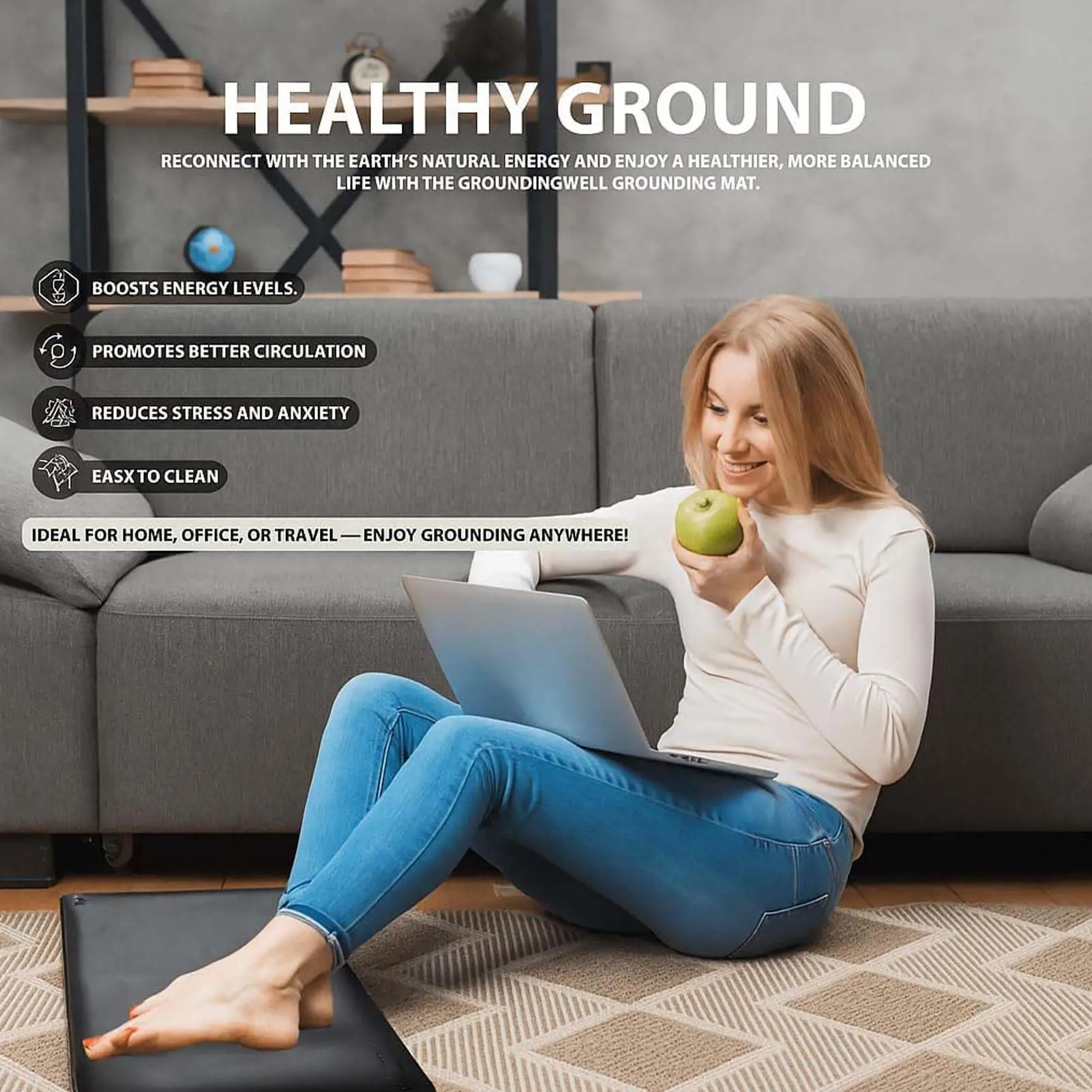 Ground Mat Conductive Balance Blanket Anti Static Grounding Pad For Balance Mood Overall Health Travel Sleeping Meditation