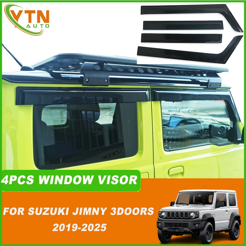 

Для Suzuki Jimny 3 двери 2019 2020 2021 2022 2023 2024 2025 Автомобильный дефлектор от солнца и дождя, оконный козырек от дождя, вентиляционный козырек