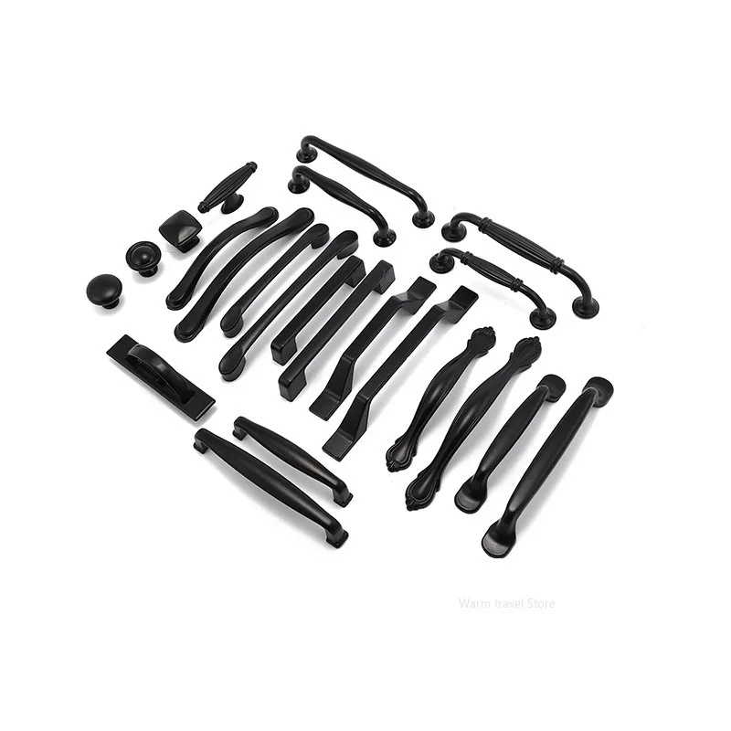 Black Handle for Furniture Cabinet Knobs and Handles Kitchen Drawer handle door Pulls Cupboard Modern aluminum alloy handle