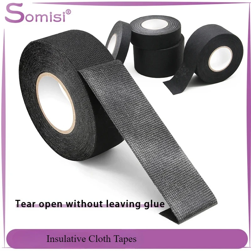 

Heat-resistant Adhesive Cloth Fabric Tape 15m/roll 9-50mm For Automotive Cable Tape Harness Wiring Loom Electrical Heat Tapes