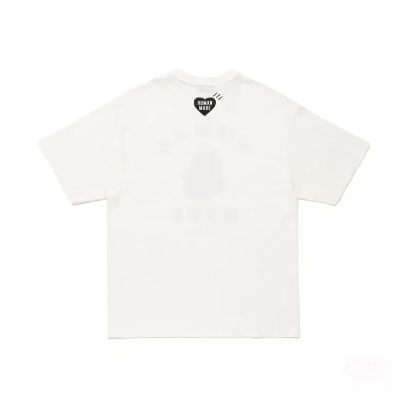 Human Made Pony Slub Cotton Tee, Loose Black White Graphic T-Shirt for Men Women Couple