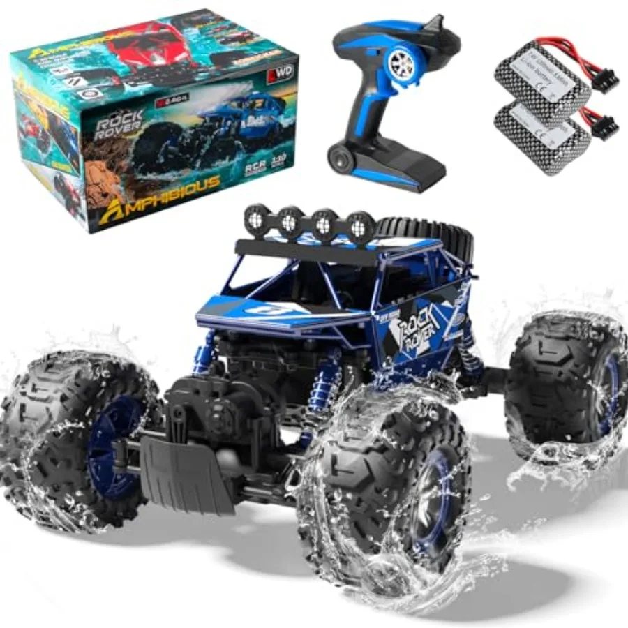 

1:10 Scale Remote Control Car 48+ KM/H High Speed Amphibious RC Monster Truck 4WD Waterproof Off Road Car with 2 Batteries 80Mi