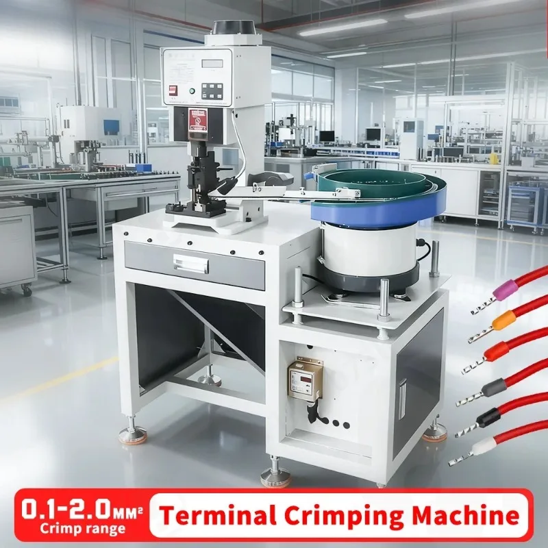2T Semi Automatic Terminal Crimping Machine with Customized Mold Pre-insulated Terminal Feeding with Automatic Feeding