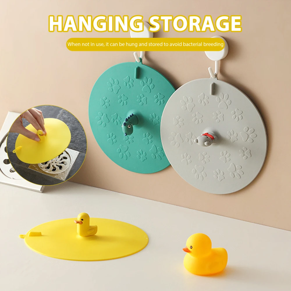 Silicone Floor Drain Removable Portable Cover Cartoon Deodorising Bathroom Sink Filter Sewer Silicone Mat